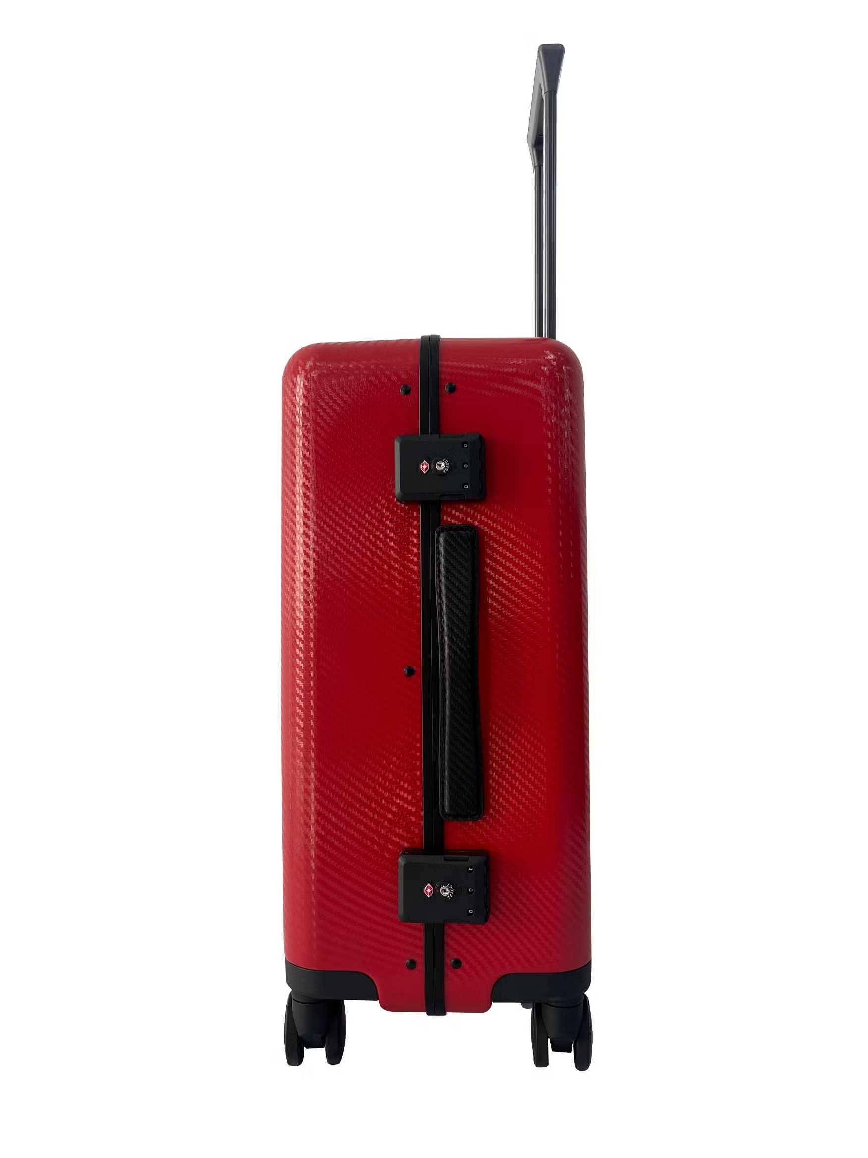 Aluminum Frame Carbon Fiber Pattern 20inch Red Trolley Luggage